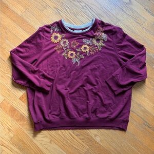 Vintage Alfred Dunner Burgundy Floral Crewneck Sweater